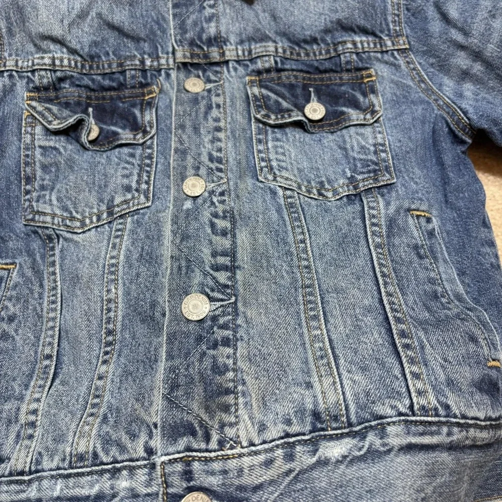 Gap Pendleton Kids Denim Jacket Youth Large 10-11 Blue Sherpa Collar Plaid Lined